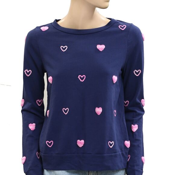 Lilly Pulitzer Rami Sweatshirt Pullover Top Heart Embroidered Cotton XS 279763 - Picture 6 of 10